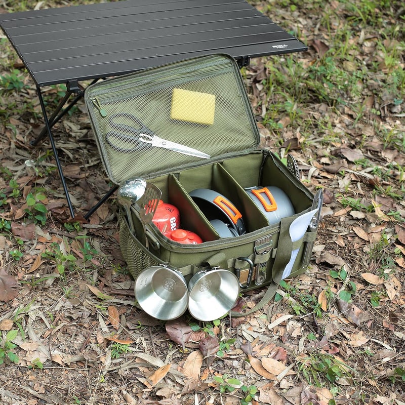 Lemubeane Tactical Camping Storage Bag 18L Tactical Utility Tote Bag Camping Cookware Organizer Trunk Organizer (Army Green) - Image 5